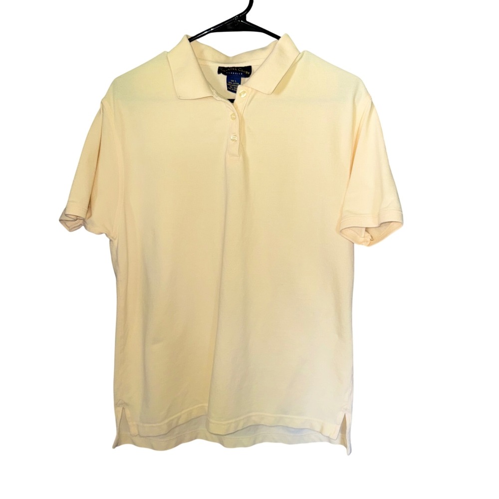 Charter Club Polo Shirt Womens L Yellow Short Sleeve Cotton Pique Classic Top